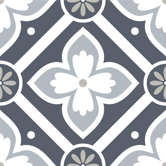 RoomMates Dublin Slate Floral Peel &#x26; Stick Floor Tile